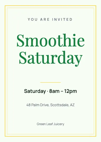 Juice & smoothie bar elegant invitation template