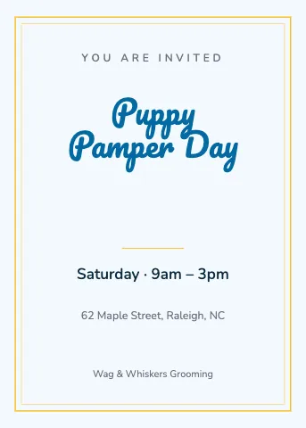 Pet grooming elegant invitation template