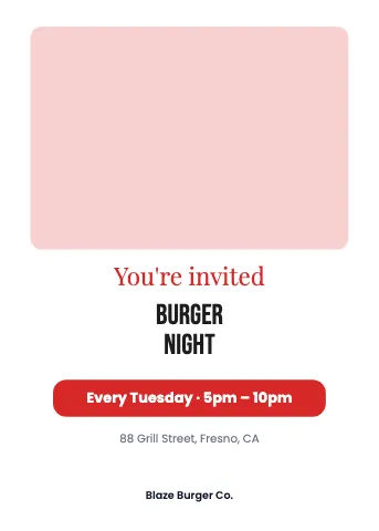 Burger joint photo invitation template