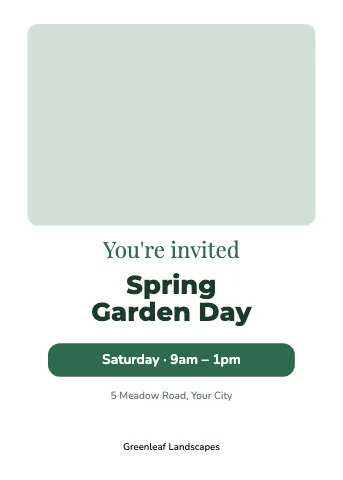 Landscaping photo invitation template