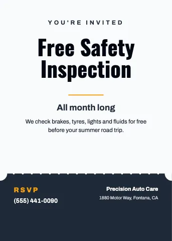 Auto repair ticket invitation template