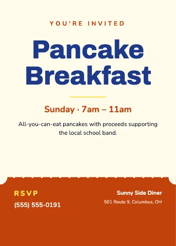 Breakfast diner ticket invitation template
