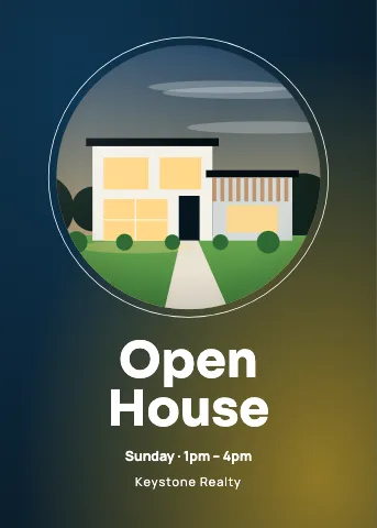 Real estate grainy gradient invitation template