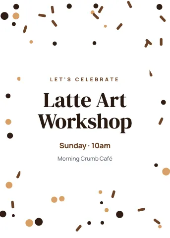 Café & bakery confetti invitation template