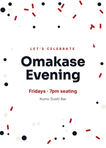 Sushi bar confetti invitation template