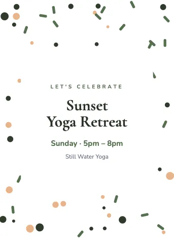 Yoga studio confetti invitation template