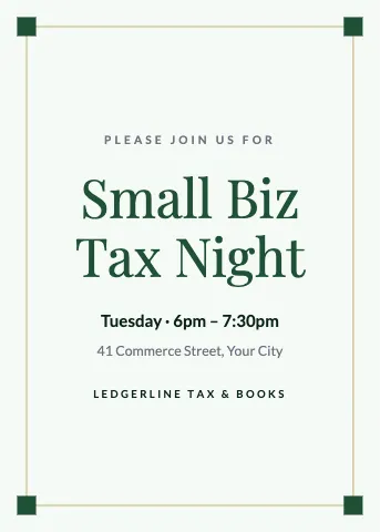 Accounting & tax corner frame invitation template