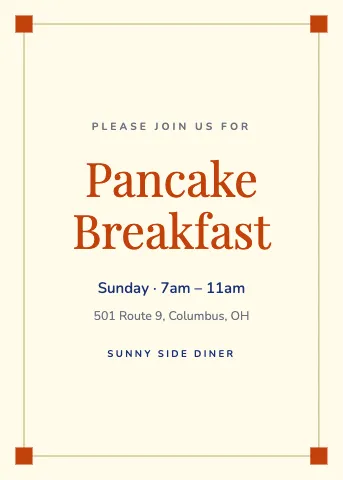 Breakfast diner corner frame invitation template
