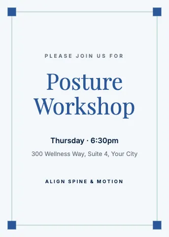 Chiropractic & physio corner frame invitation template
