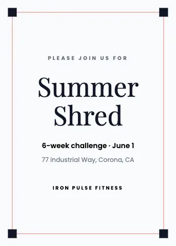 Fitness & gym corner frame invitation template