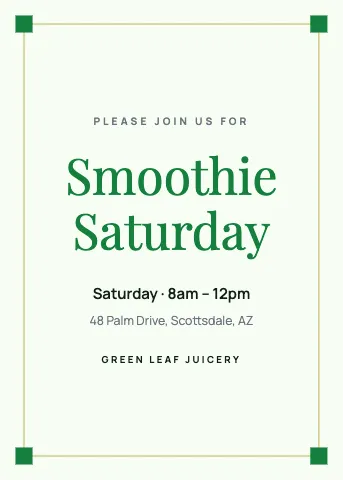 Juice & smoothie bar corner frame invitation template