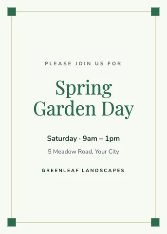 Landscaping corner frame invitation template