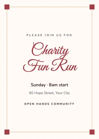 Nonprofit & charity corner frame invitation template