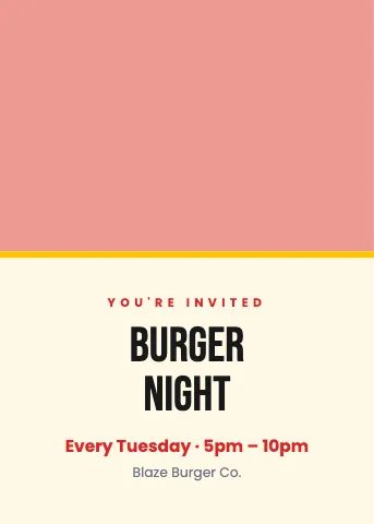 Burger joint photo band invitation template