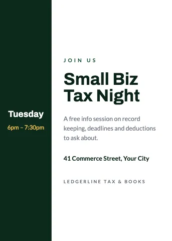 Accounting & tax side panel invitation template