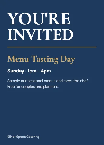 Catering oversized type invitation template