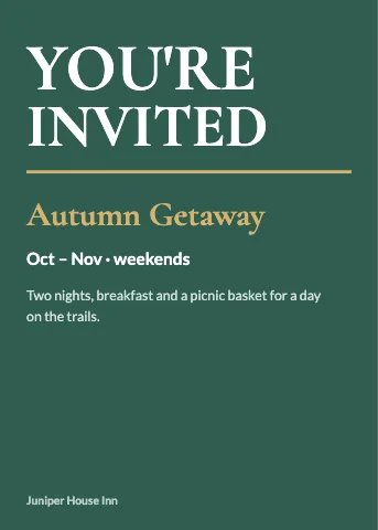 Hotel & B&B oversized type invitation template