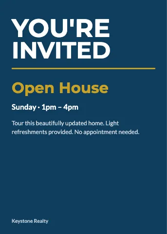 Real estate oversized type invitation template