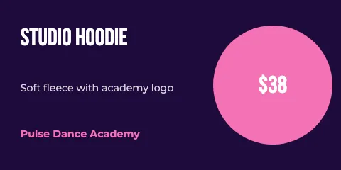 Dance studio with price label template
