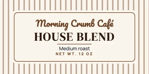 Café & bakery ticking stripe label template