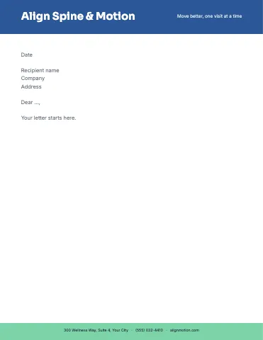 Chiropractic & physio header band letterhead template