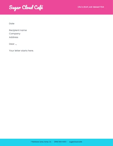 Desserts & boba header band letterhead template