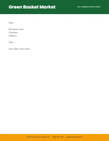 Grocery & market header band letterhead template