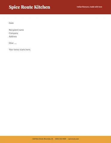 Indian restaurant header band letterhead template