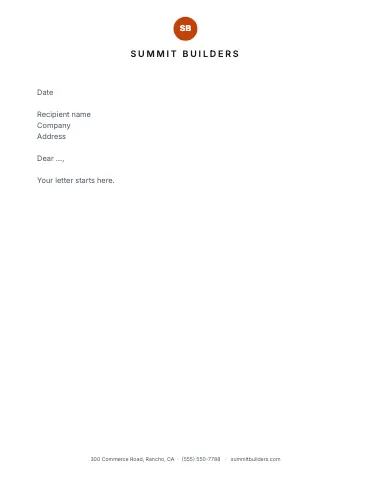 Contractor & construction centered letterhead template