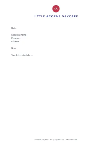 Daycare & preschool centered letterhead template