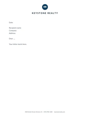 Real estate centered letterhead template
