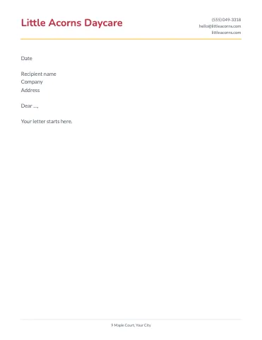 Daycare & preschool classic letterhead template