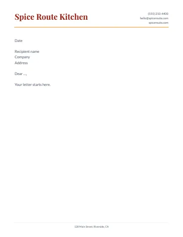 Indian restaurant classic letterhead template