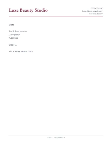 Salon & spa classic letterhead template
