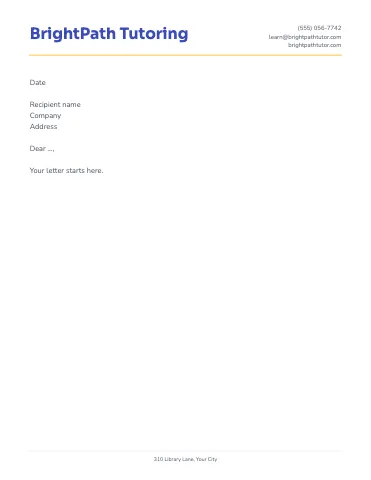 Tutoring classic letterhead template
