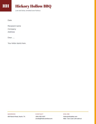 BBQ smokehouse corner mark letterhead template
