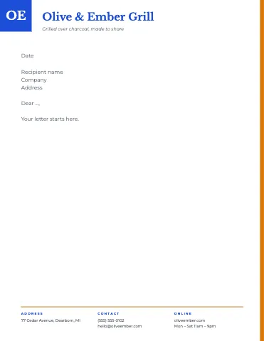 Mediterranean grill corner mark letterhead template