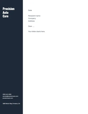 Auto repair sidebar letterhead template