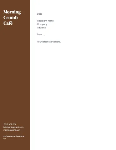 Café & bakery sidebar letterhead template