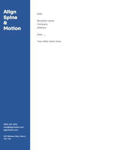Chiropractic & physio sidebar letterhead template