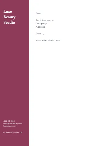 Salon & spa sidebar letterhead template
