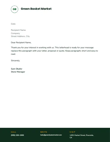 Grocery & market footer bar letterhead template