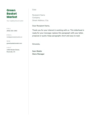 Grocery & market margin rail letterhead template