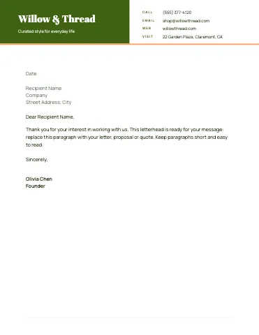 Retail & boutique split header letterhead template