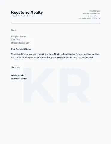 Real estate watermark letterhead template