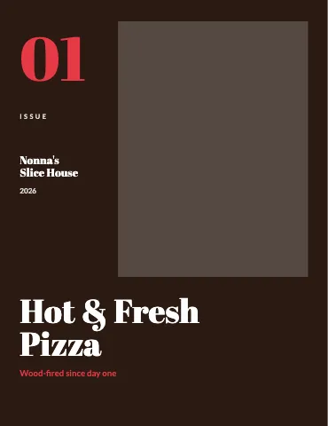 Pizzeria colour block magazine template