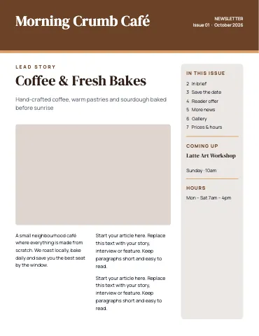 Café & bakery newsletter magazine template