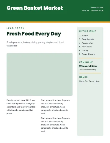 Grocery & market newsletter magazine template