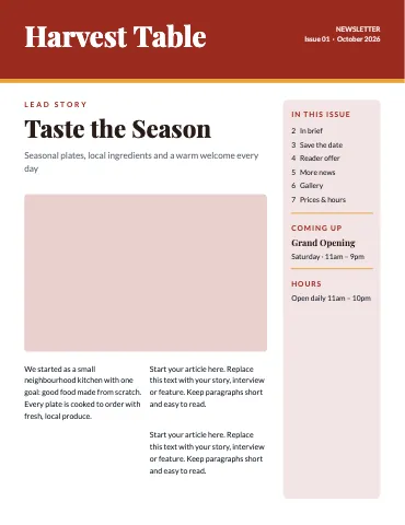Restaurant newsletter magazine template