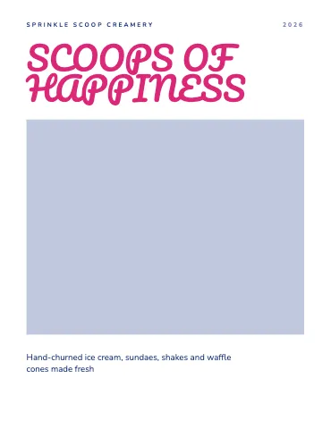 Ice cream shop bold type magazine template